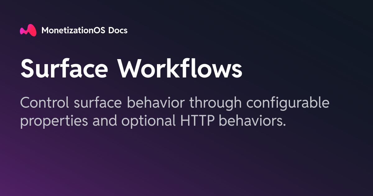 Surface Workflows · MonetizationOS Docs